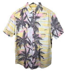 Zip Code 92 Shirt Mens XL Short Sleeve Button Front Hawaiian Palm Tree Vacation